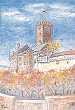 Wartburg im Herbst, Aquarell von Dr. O. D�umler, Eisenach